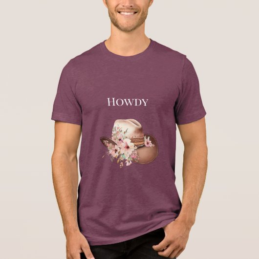 ウエスタンピンクフローラ女性のカーボーイカウボーイハット トライブレンドＴシャツ (正面)