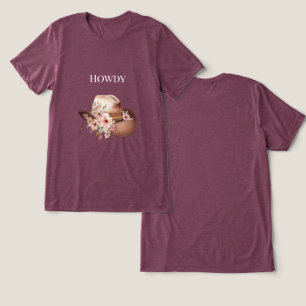 ウエスタンピンクフローラ女性のカーボーイカウボーイハット トライブレンドTシャツ