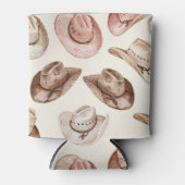 ウエスタンピンクブラウンカウガールハット 缶クーラー (正面)