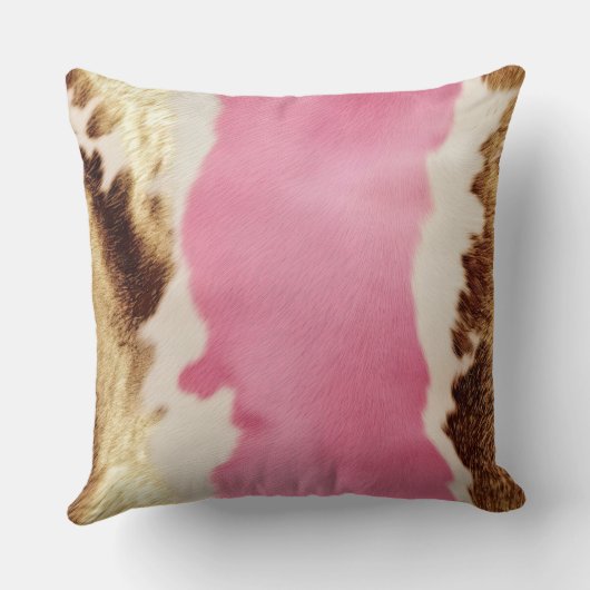 ウエスタンピンクブラウンクリーム女性のカーボーイ牛革 クッション (裏面)