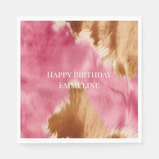 ウエスタンピンクブラウンクリーム女性のカーボーイ牛革 スタンダードランチョンナプキン (正面)