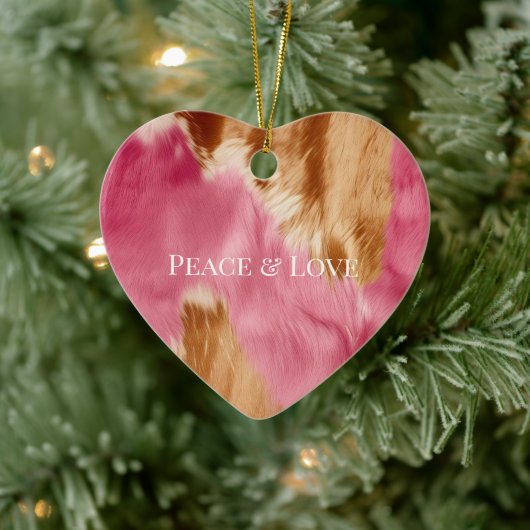 ウエスタンピンクブラウンクリーム女性のカーボーイ牛革 セラミックオーナメント (ツリー)