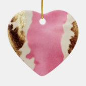 ウエスタンピンクブラウンクリーム女性のカーボーイ牛革 セラミックオーナメント (裏面)