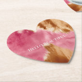 ウエスタンピンクブラウンクリーム女性のカーボーイ牛革 ペーパーコースター (アングル)