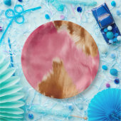 ウエスタンピンクブラウンクリーム女性のカーボーイ牛革 ペーパープレート (パーティー)