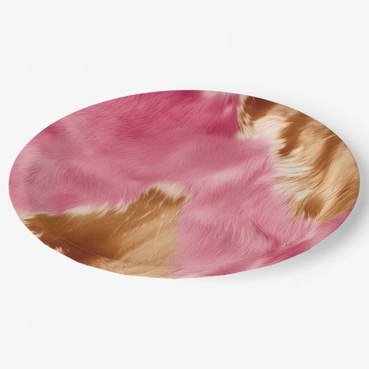 ウエスタンピンクブラウンクリーム女性のカーボーイ牛革 ペーパープレート (アングル)