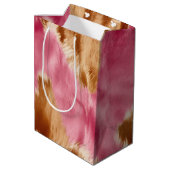 ウエスタンピンクブラウンクリーム女性のカーボーイ牛革 ミディアムペーパーバッグ (裏面アングル)