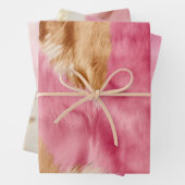 ウエスタンピンクブラウンクリーム女性のカーボーイ牛革 ラッピングペーパーシート (インサイチュ)