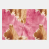 ウエスタンピンクブラウンクリーム女性のカーボーイ牛革 ラッピングペーパーシート (正面)