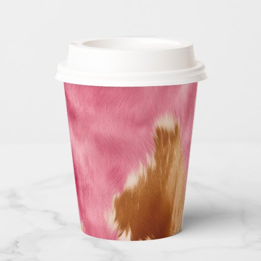 ウエスタンピンクブラウンクリーム女性のカーボーイ牛革 紙コップ (裏面)