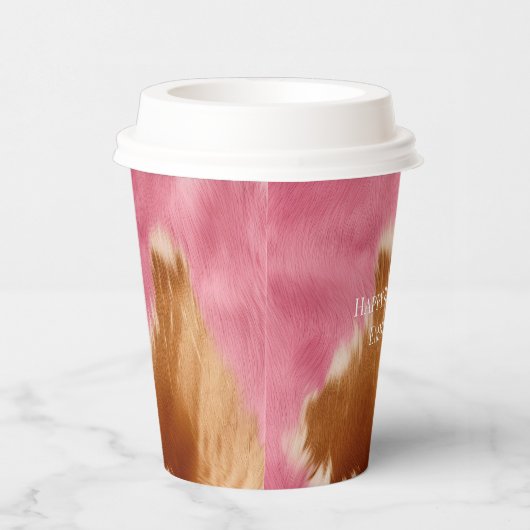 ウエスタンピンクブラウンクリーム女性のカーボーイ牛革 紙コップ (右)