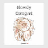 ウエスタンピンクブラウンフローラ女性のカーボーイドリームキャッチャー シール (シート)