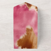 ウエスタンピンクブラウン金ゴールド女性のカーボーイ牛革 オールインワン招待状 (外側)