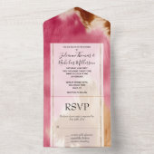 ウエスタンピンクブラウン金ゴールド女性のカーボーイ牛革 オールインワン招待状 (内側)