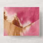 ウエスタンピンクブラウン金ゴールド女性のカーボーイ牛革 オールインワン招待状 (裏面)