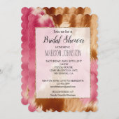 ウエスタンピンクブラウン金ゴールド女性のカーボーイ牛革 招待状 (正面/裏面)