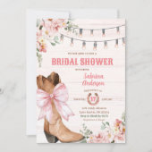 ウエスタンピンクブーツアンドボウブライダルシャワー 招待状 (正面)