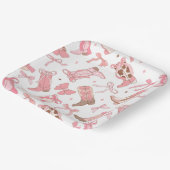 ウエスタンピンクロデオブーツにリボンの ブライダルシャワーパーティー ペーパープレート (傾斜あり)