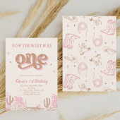 ウエスタンピンク女性のカーボーイファースト誕生日 招待状