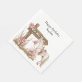 ウエスタンピンク女性のカーボーイワイルドウエストホース誕生日 スタンダードランチョンナプキン (角)