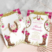 ウエスタンピンク明るい赤紫色フローラブーツキンセアニラ 招待状