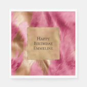 ウエスタンピンク金ゴールドブラウン女性のカーボーイ牛革 スタンダードランチョンナプキン (正面)