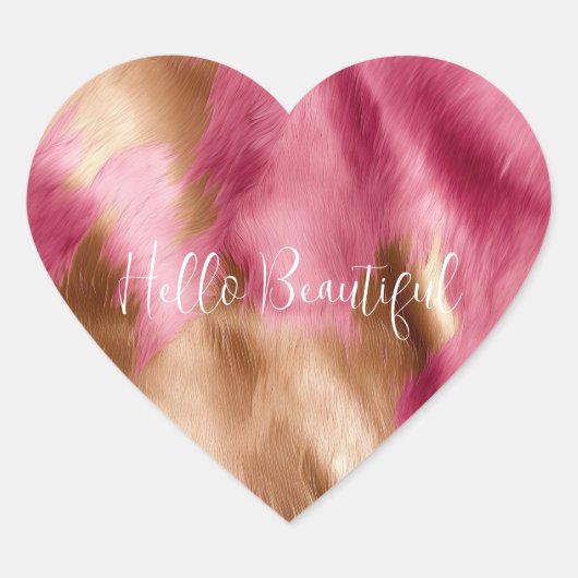 ウエスタンピンク金ゴールドブラウン女性のカーボーイ牛革 ハートシール (正面)