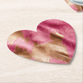 ウエスタンピンク金ゴールドブラウン女性のカーボーイ牛革 ペーパーコースター (アングル)