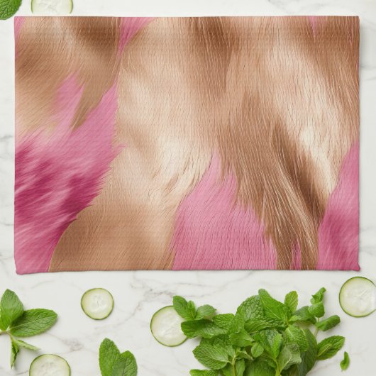 ウエスタンピンク金ゴールド女性のカーボーイ牛革 キッチンタオル (折り畳み)