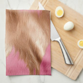 ウエスタンピンク金ゴールド女性のカーボーイ牛革 キッチンタオル (四つ折り)