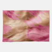 ウエスタンピンク金ゴールド女性のカーボーイ牛革 キッチンタオル (横)