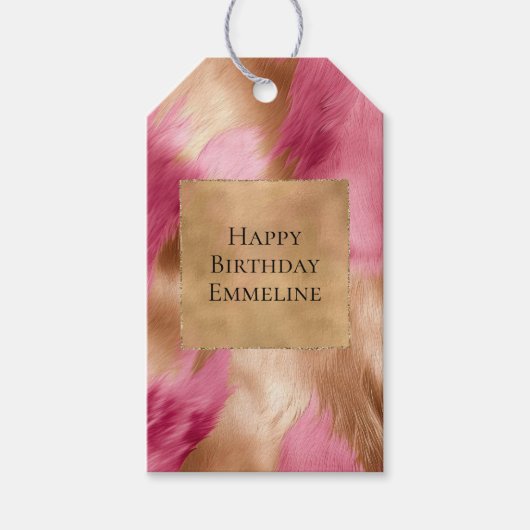 ウエスタンピンク金ゴールド女性のカーボーイ牛革 ギフトタグ (正面)