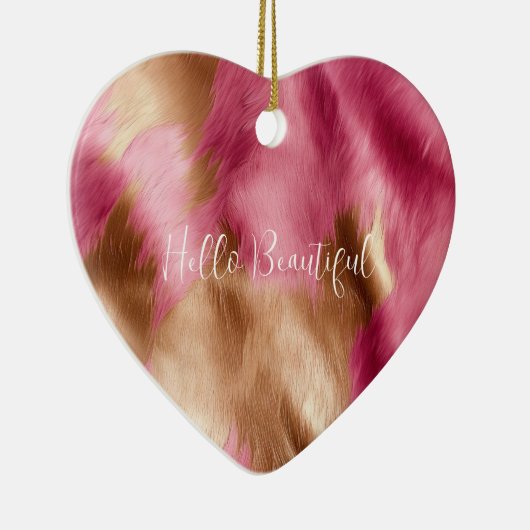 ウエスタンピンク金ゴールド女性のカーボーイ牛革 セラミックオーナメント (右)