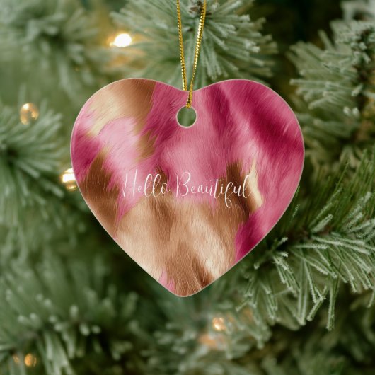 ウエスタンピンク金ゴールド女性のカーボーイ牛革 セラミックオーナメント (ツリー)