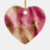 ウエスタンピンク金ゴールド女性のカーボーイ牛革 セラミックオーナメント (正面)