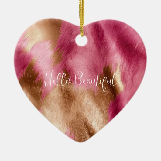 ウエスタンピンク金ゴールド女性のカーボーイ牛革 セラミックオーナメント (正面)