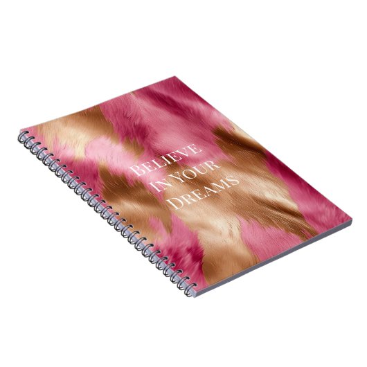 ウエスタンピンク金ゴールド女性のカーボーイ牛革 ノートブック (右側)