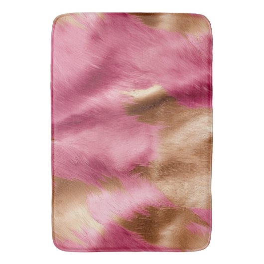 ウエスタンピンク金ゴールド女性のカーボーイ牛革 バスマット (正面縦)