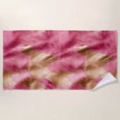 ウエスタンピンク金ゴールド女性のカーボーイ牛革 ビーチタオル (正面)