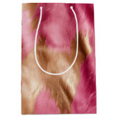 ウエスタンピンク金ゴールド女性のカーボーイ牛革 ミディアムペーパーバッグ (正面)