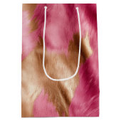 ウエスタンピンク金ゴールド女性のカーボーイ牛革 ミディアムペーパーバッグ (裏面)