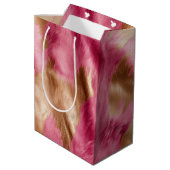 ウエスタンピンク金ゴールド女性のカーボーイ牛革 ミディアムペーパーバッグ (裏面アングル)