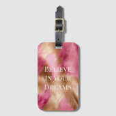 ウエスタンピンク金ゴールド女性のカーボーイ牛革 ラゲッジタグ (正面縦)