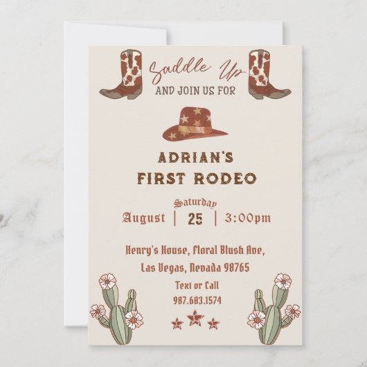 ウエスタンファーストロデオ誕生日 招待状 (正面)