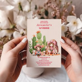 ウエスタンファースト女性のカーボーイピンク誕生日 招待状