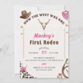 ウエスタンファースト誕生日ロデオカウボ素朴ボーイ 招待状 (正面)
