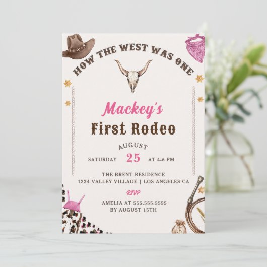 ウエスタンファースト誕生日ロデオカウボ素朴ボーイ 招待状 (スタンド正面)