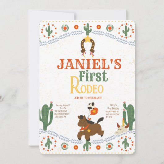 ウエスタンファースト誕生日ロデオベビー 招待状 (正面)