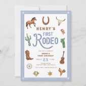 ウエスタンファースト誕生日ロデオ男の赤ちゃん招待状 招待状 (正面)