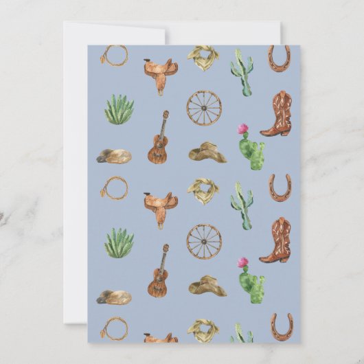 ウエスタンファースト誕生日ロデオ男の赤ちゃん招待状 招待状 (裏面)